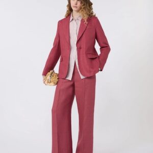 Linen canvas blazer - Cherry