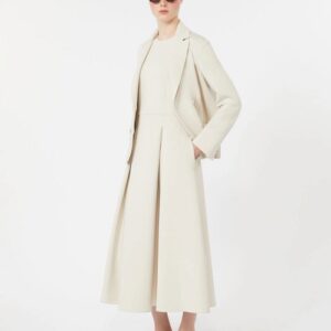 Long flared scuba jersey dress