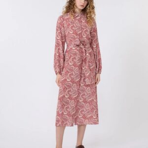 Printed silk shirt dress